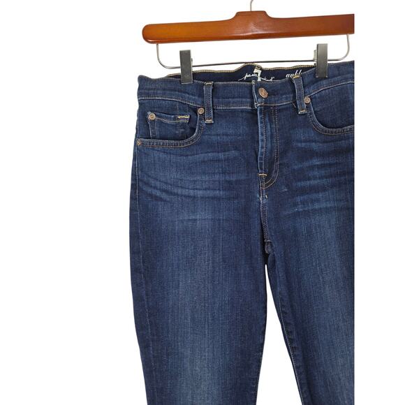 7 For All Mankind Gwenevere Ankle Jeans 30 Womens Skinny Mid Rise Dark Wash - Picture 4 of 7